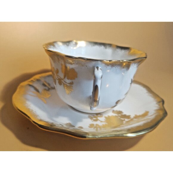 HAMMERSLEY & CO BONE CHINA VINTAGE GOLD PAINTED CUP & SAUCER 1950-1960 - Picture 13 of 14